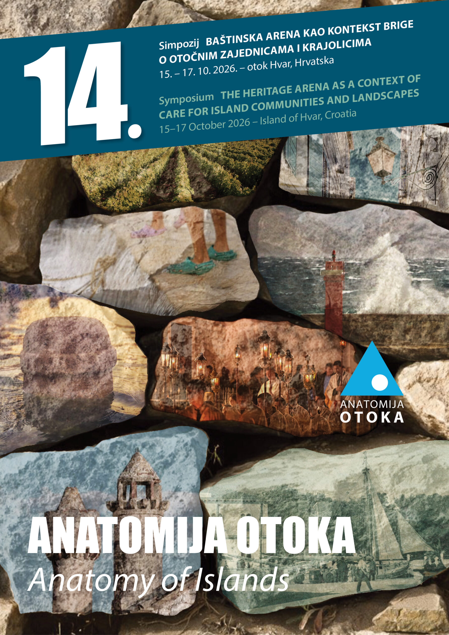 Plakat simpozija 14. Anatomija otoka, 15.–17. 10. 2026., otok Hvar